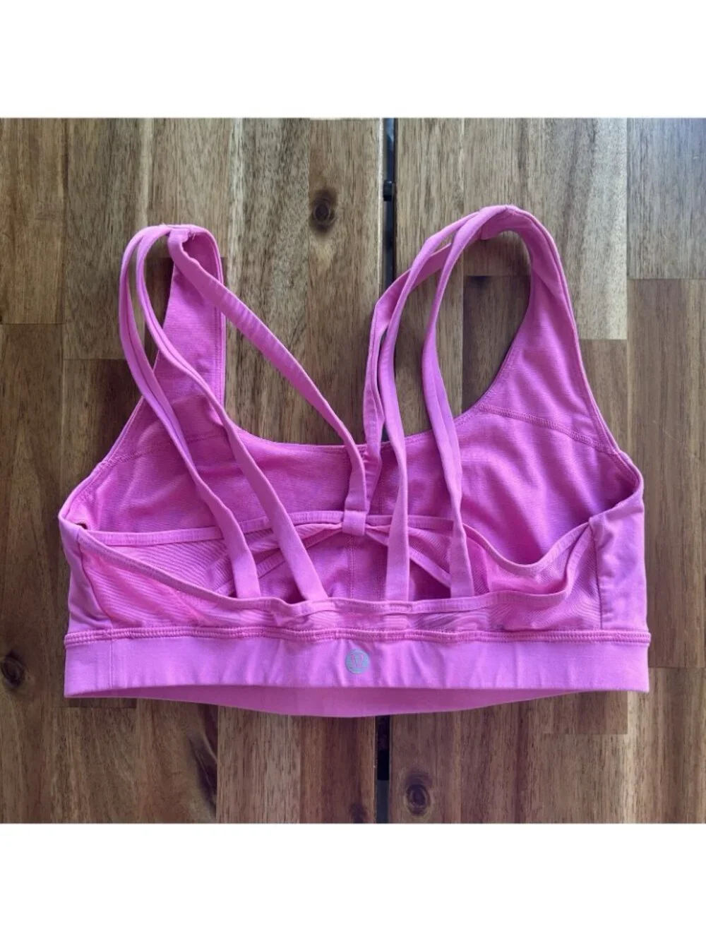 Lululemon Women’s Sports Bra SZ 8 Pink Preppy Sporty Gym Workout NO CUPS INSERTS